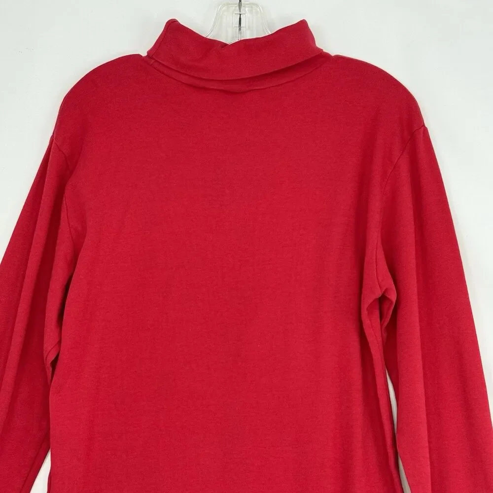 Eddie Bauer - Mens Turtleneck Red Shirt Size M Cotton